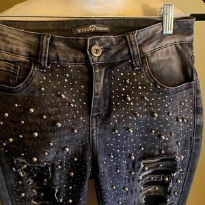 Stunning Beaded Ripped jeans